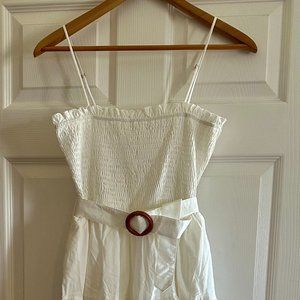 Pink Lily White Belted Sundress